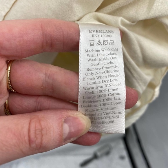 Everlane Tiered Linen Sleeveless Midi Dress Open Back Fit and Flare Ivory New 0 - Picture 7 of 7